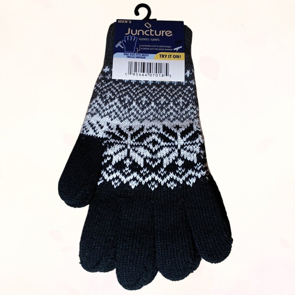 NWT Juncture Men One Size Fits Most Fleece Knit Sweater Winter Warmth Hand Glove